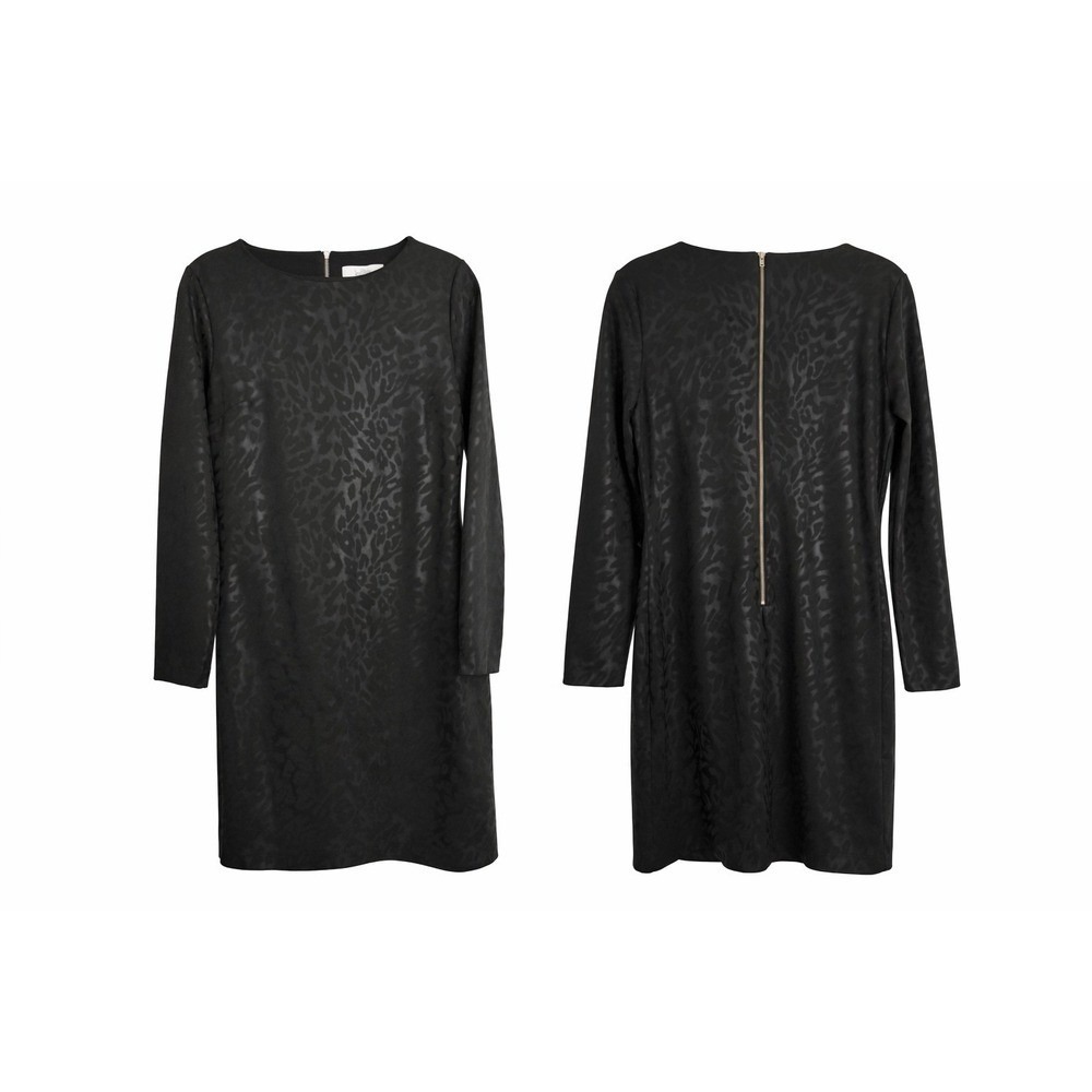 NWT Belle Badgley Mischka Black Animal Print Sheath Dress Size 8 Mob Wife